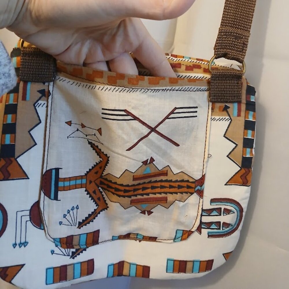 New Western Aztec print Shoulder Bag Purse Cowgirl Brown Turquoise Southwestern - Picture 9 of 10